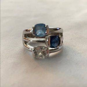 Three stone blue bayou ring made by Lia Sophia
